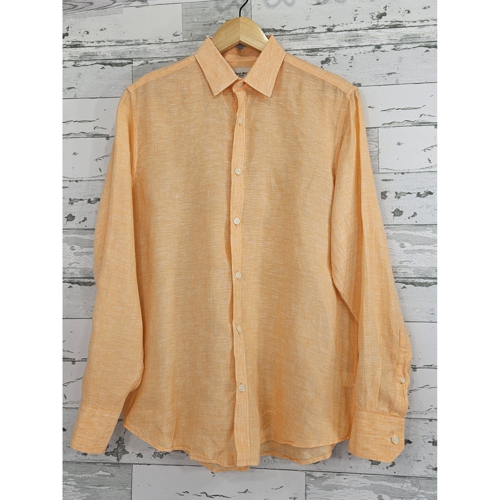 Baird Mcnutt Linen Murano Mens Medium Long Sleeve Shirt Resort Orange